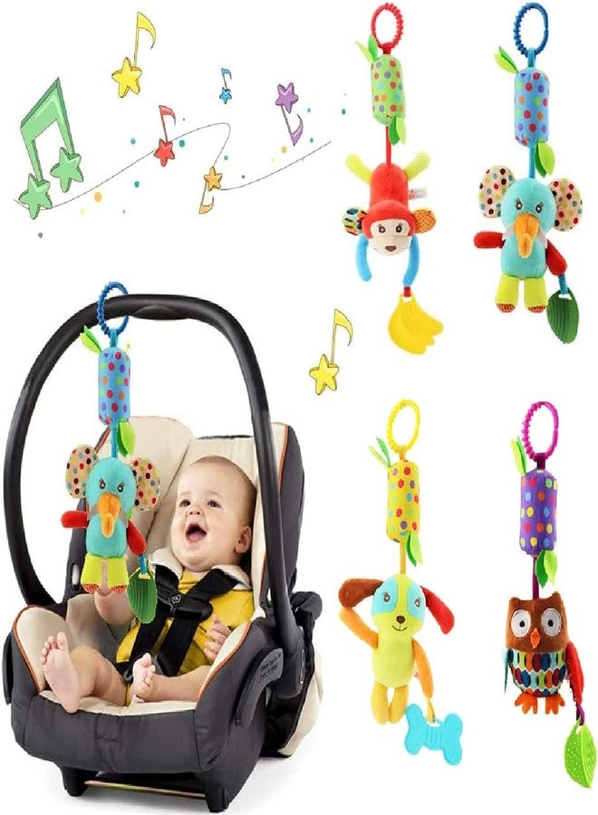Slipps Educational Baby Rattle, Electronic Light Musical Teether - Baby Sensory Sound Toys, 3-12 Months Plush Animals (Pack of 4) - Image 4